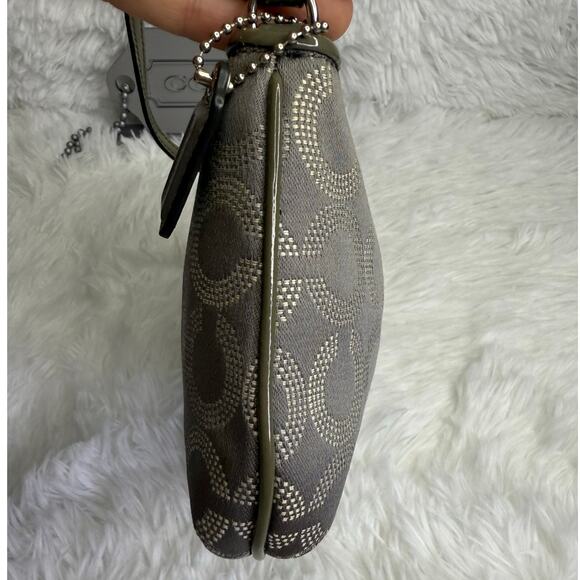 COACH y2k Patent Leather Canvas Gray Signature Canvas Wristlet Mini Purse - Picture 4 of 11